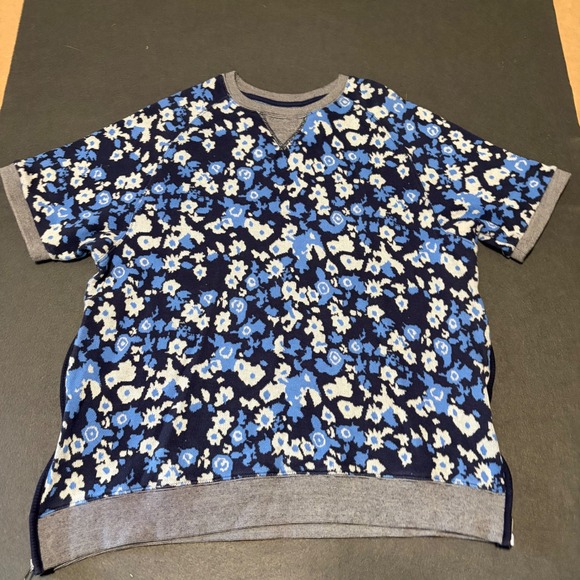PRPS Other - PRPS Short Sleeve Knit Streetwear Mens L Blue Floral Camo Side Zip Designer Bold